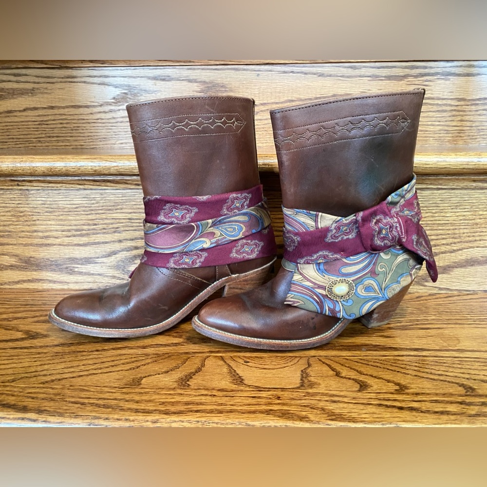 Frye Boots with Silk Tie Boot Cuffs